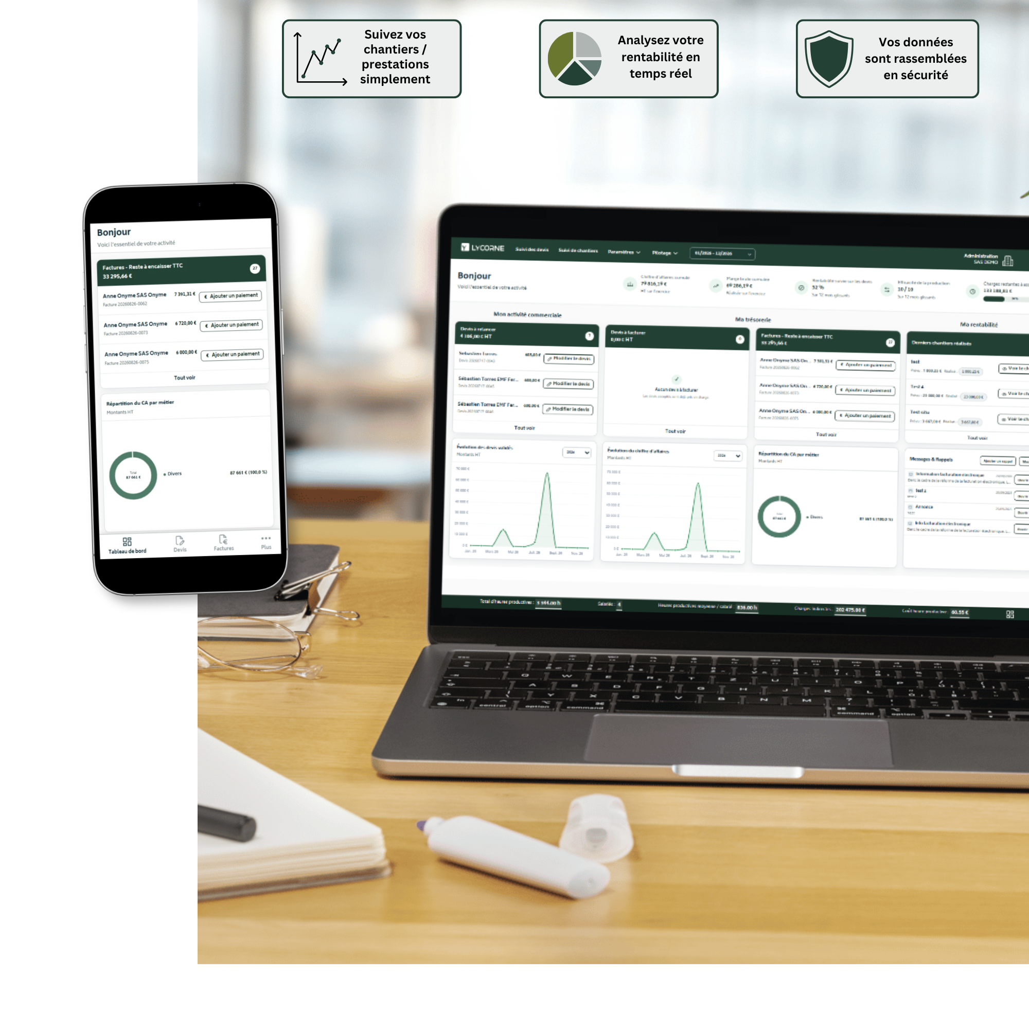 Documents comptables et calculatrice